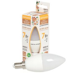 Лампа светодиодная E14, 7 Вт, 55 Вт, свеча, 4000 К, свет холодный белый, TDM Electric, Народная
