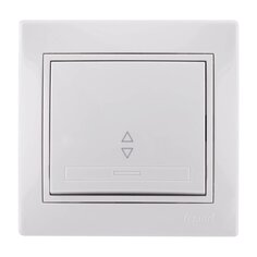 Выключатель скрытой установки, одноклавишный, без заземления, керамика, белый, проходной, со вставкой, Lezard, Mira, 701-0202-105