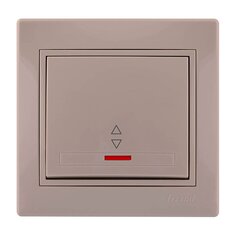 Выключатель скрытой установки, одноклавишный, без заземления, керамика, подсветка, кремовый, проходной, со вставкой, Lezard, Mira, 701-0303-114