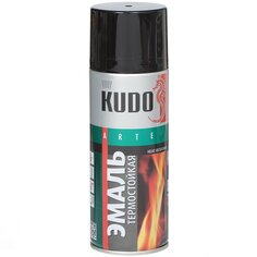 Эмаль аэрозольная, KUDO, термостойкая, кремнийорганическая, матовая, черная, 520 мл, KU-5002