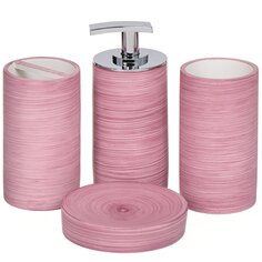 Набор для ванной 4 предмета, Помело, розовый, стакан, подставка для зубных щеток, дозатор для мыла, мыльница, Y3-857