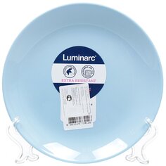 Тарелка десертная, стекло, 19 см, круглая, Diwali Light Blue, Luminarc, P2612, голубая