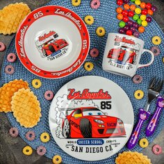 Набор посуды керамика, 3 шт, Болид, тарелка 18см, салатник 15см/350мл, кружка 230мл, Daniks, C623