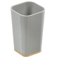 Стакан для зубных щеток, 7.3х7.3х11.2 см, пластик, серый, Бамбук, PS0282GA-TB