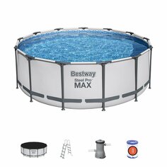 Бассейн каркасный Bestway, 396х122 см, Steel Pro Max, 5618W, фильтр-насос, лестница, тент, 12690 л