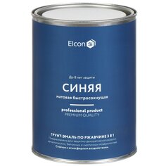 Грунт-эмаль Elcon, 3в1 матовая, по ржавчине, смоляная, синяя, RAL 5005, 0.8 кг