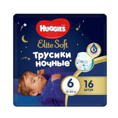 Трусики-подгузники Huggies Elite Soft №6 15-25 кг ночные 16 шт