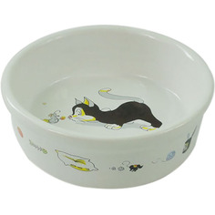 Миска для животных Foxie Кошка с мышкой белая 250 мл