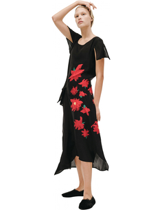 Шелковое платье с принтом Yohji Yamamoto