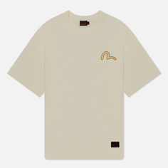 Мужская футболка Evisu Seagull Cord Embroidered Evisu & Deer Print Outline Puff, цвет бежевый