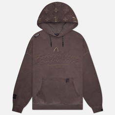 Мужская толстовка Evisu Evisukuro Garment Pigment Dyed Hoodie With Embroidered Monogram, цвет коричневый
