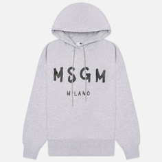 Женская толстовка MSGM MSGM Milano Logo Unbrushed Hoodie, цвет серый, размер M