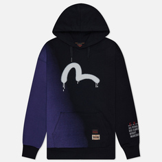 Мужская толстовка Evisu Seagull Print Slogan Print On Left Sleeve Hoodie, цвет фиолетовый, размер XL