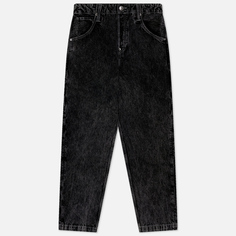Мужские джинсы Evisu Seagull Print Leather Patch Denim, цвет чёрный, размер 36