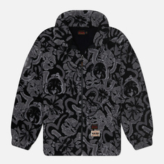 Мужская флисовая куртка Evisu Evisu Embroidered Godhead & Kamon Jacquard Sherpa, цвет чёрный, размер XXL