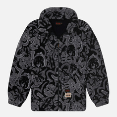 Мужская флисовая куртка Evisu Evisu Embroidered Godhead & Kamon Jacquard Sherpa, цвет чёрный