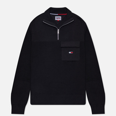 Мужской свитер Tommy Jeans Regular Mix Fabric Tech, цвет чёрный