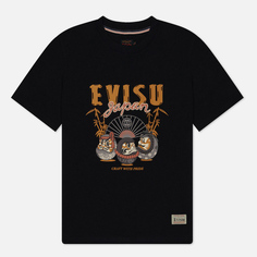 Мужская футболка Evisu Evergreen Kumadori Daruma Tonal Printed, цвет чёрный, размер XL