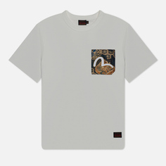 Мужская футболка Evisu Brocade Patch Pocket Seagull Embroidered, цвет белый, размер S