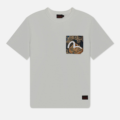 Мужская футболка Evisu Brocade Patch Pocket Seagull Embroidered, цвет белый