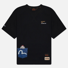 Мужская футболка Evisu Seagull & Godhead Print Slalom, цвет чёрный, размер XXL