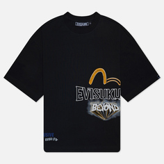 Мужская футболка Evisu Evisukuro With Side Logo, цвет чёрный, размер S