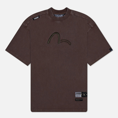 Мужская футболка Evisu Evisukuro Garment Pigment Dyed Ink Splash Printed, цвет коричневый, размер XXL
