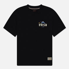 Мужская футболка Evisu Evergreen Kumadori Daruma Slogan Printed, цвет чёрный