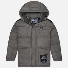 Мужской пуховик Evisu Evisukuro Pigment Dyed Ripstop Down, цвет серый