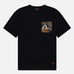 Мужская футболка Evisu Brocade Patch Pocket Seagull Embroidered, цвет чёрный, размер S