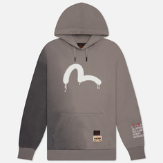 Мужская толстовка Evisu Seagull Print Slogan Print On Left Sleeve Hoodie, цвет серый