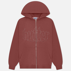 Мужская толстовка Butter Goods Cropped Zip-Thru Hoodie, цвет бордовый