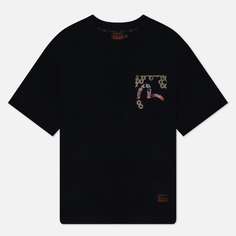 Мужская футболка Evisu Maple Leaf Hot Stamping Foil Evisu & Seagull Print, цвет чёрный