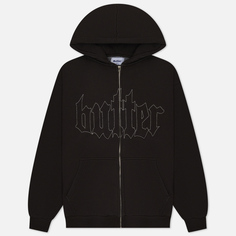 Мужская толстовка Butter Goods Cropped Zip-Thru Hoodie, цвет чёрный