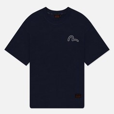 Мужская футболка Evisu Seagull Cord Embroidered Evisu & Deer Print Outline Puff, цвет синий