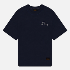 Мужская футболка Evisu Seagull Cord Embroidered Evisu & Deer Print Outline Puff, цвет синий, размер S