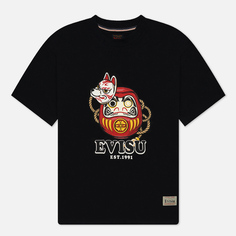 Мужская футболка Evisu Evergreen Daruma With Inari Mask Printed, цвет чёрный, размер M