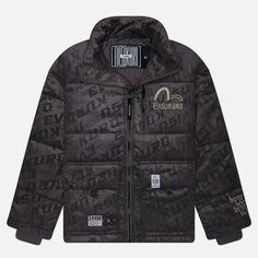 Мужская куртка ветровка Evisu Evisukuro Embossed AO Monogram Padded With 3D Logo, цвет серый