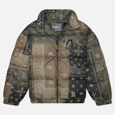 Мужской пуховик Evisu Evisukuro Paisley Printed Down, цвет зелёный