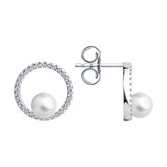 Серьги SOKOLOV из серебра с жемчугом и фианитами