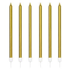 Свечи античные и витые набор свечей Зима 6шт 11х0,5см 1ч/г золото металлик без аромата