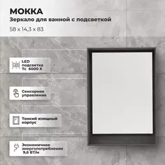 Зеркало для ванной Aquanet Мокка с подсветкой 58x83 см цвет дуб серый