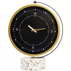 Часы настольные Месяц круг металл цвет черно-золотой бесшумные 35x27.5 см Без бренда