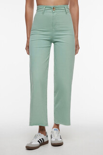 брюки джинсовые женские Джинсы wide широкие укороченные с открытыми срезами Befree