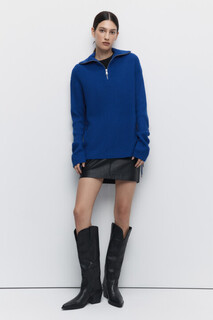 джемпер женский Свитер вязаный с воротником на молнии и шнуровкой Befree