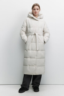 пальто женское Пальто стеганое утепленное с капюшоном и поясом Befree