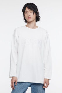 футболка мужская Лонгслив oversize хлопковый с принтом-надписью Befree