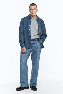верхняя сорочка джинсовая мужская Рубашка джинсовая свободная с нагрудным карманом Befree