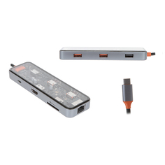 Хаб USB Wiwu Cyber 8-in-1 Type-C - 2xUSB 3.0/USB 2.0/SD/TF/HDMI/RJ45 Space Grey 6936686408431