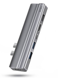 Хаб USB Wiwu T9 2xType C - 2xHDMI / 2xUSB 3.0 / USB 2.0 Grey 6957815514984